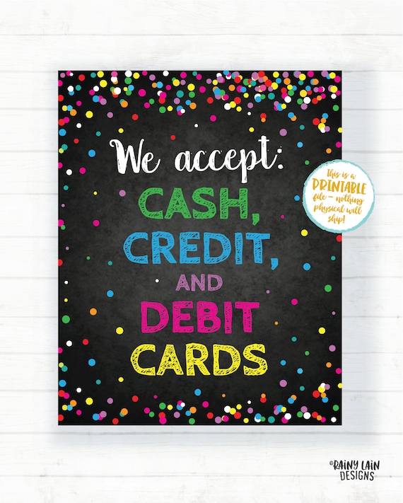 We Accept Credit and Debit Cards Sign Cookie Booth Printable - Etsy