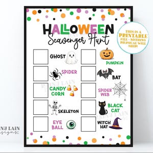 Halloween Scavenger Hunt, Printable Halloween Party Game for Kids, Instant Download, Digital, Halloween Classroom Game, Office Party Game