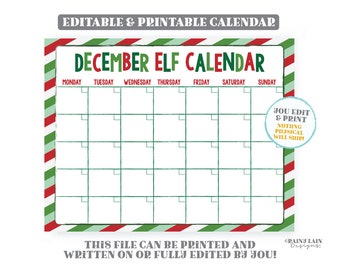 Christmas Calendar Printable - Etsy