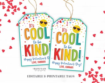 It's Cool to be Kind Printable Valentine's Day Gift Tag for favors or classroom valentine exchanges