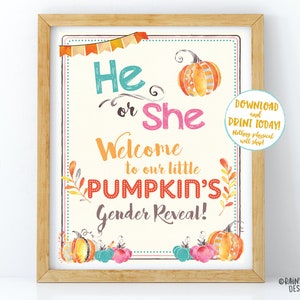 Pumpkin Gender Reveal Welcome to the Big Reveal Sign, Fall Gender Reveal Welcome Sign, Gender Reveal Sign, Fall Leaves Pink pumpkins blue
