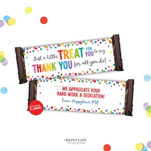Printable Candy Bar Wrapper, Teacher Appreciation Candy Bar Wrapper, PTO PTA, Employee, Staff, Co-Worker, Volunteer, Nurse