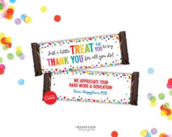 Printable Candy Bar Wrapper, Teacher Appreciation Candy Bar Wrapper, PTO PTA, Employee, Staff, Co-Worker, Volunteer, Nurse