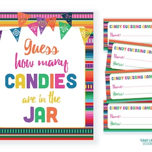 Guess How Many Candies are in the Jar Baby Shower Game, Fiesta Baby Shower Game, Baby Shower Fiesta Guessing Game, Fiesta Baby Shower Sign