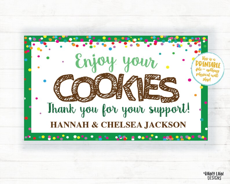 Cookie Thank You Note Editable Cookies Thank You Card Etsy