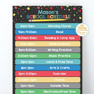 Printable Kids Home School Schedule Editable Daily Schedule Kids Task ...
