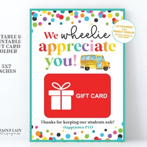 We Wheelie waarderen je Cadeaukaarthouder Bedankt Waardering Nationale schoolbuschauffeurs Dag Transportcadeau Veilige rit School PTO