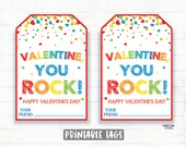 You Rock Valentine, Rocks Valentine, Pop, Painted Rock, Rock Painting, Preschool Valentines Classroom Printable Kids Non-Candy Valentine Tag