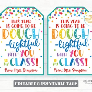 Etiqueta do ano escolar Dough-lightful, massinha de modelar, massinha de modelar, editável primeiro dia, 1º presente de volta às aulas, aluno da sala de aula Doh do professor