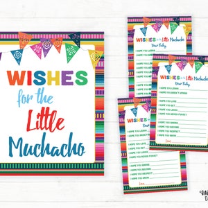 Auguri per le carte e il cartello Little Muchacho, Caro bambino Auguri per le carte bambino, Auguri per il piccolo cartello muchacho, Gioco Fiesta Baby Shower