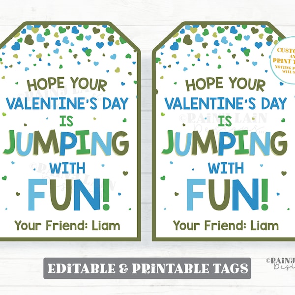 Valentine's Day Jumping with Fun Tag, Paratrooper Valentine, Parachute Toy Gift Preschool Classroom Printable Kid Editable Non-Candy