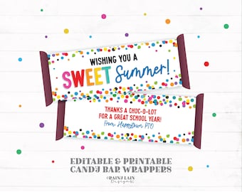 Printable Candy Bar Wrapper, Sweet Summer Teacher Appreciation Candy Bar Wrapper, PTO PTA, End of School Year, Last Day of School