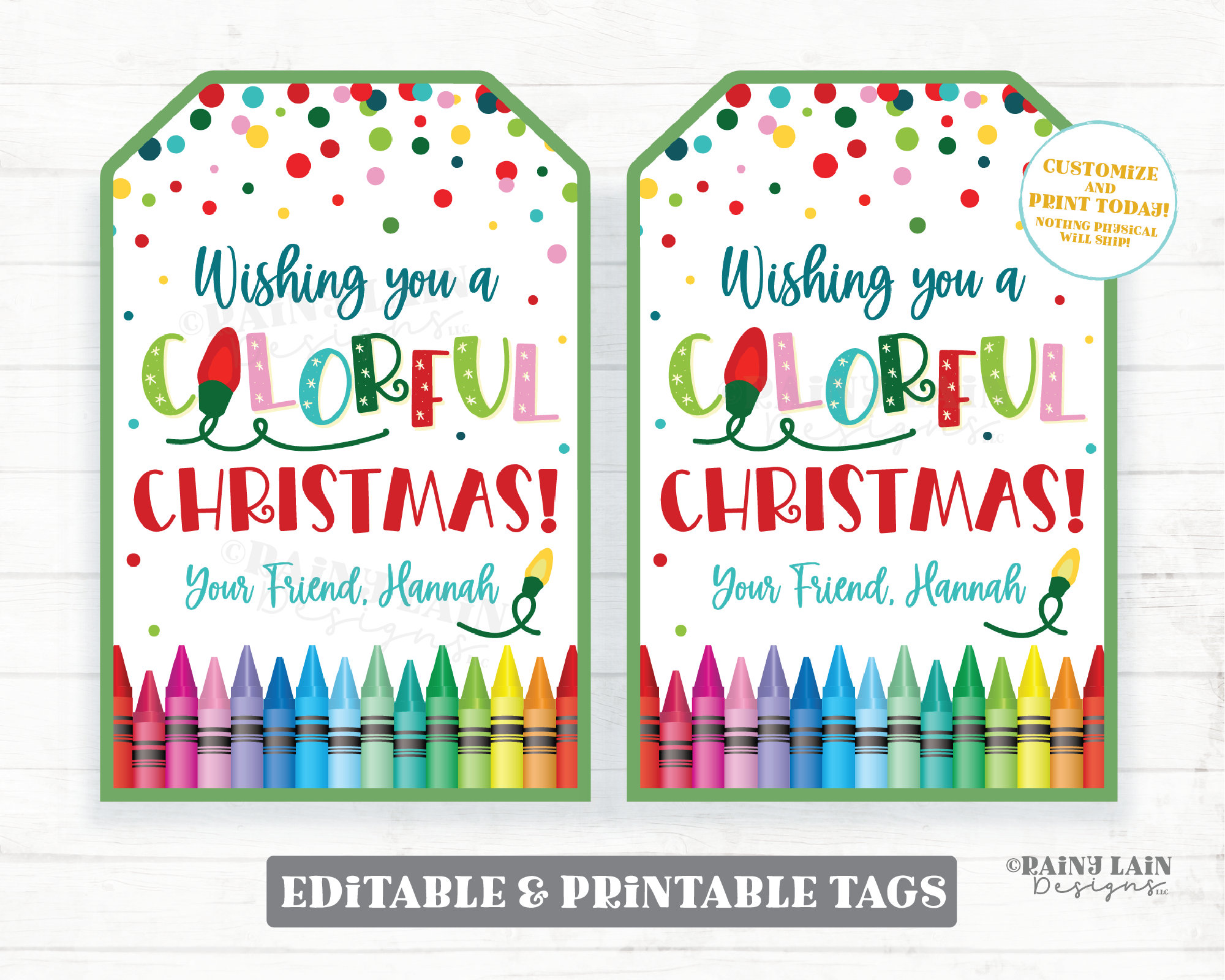 wishing you a colorful christmas tag holiday crayon gift coloring