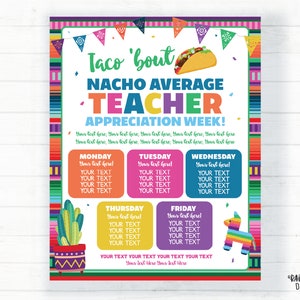 Editable Teacher Appreciation Week Schedule Teacher | Etsy