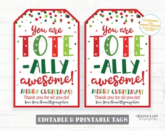 Sei Tote-ally Etichetta fantastica Borsa tote per le vacanze Borsa riutilizzabile natalizia Etichetta regalo Generi alimentari Apprezzamento dei dipendenti Personale aziendale Insegnante PTO