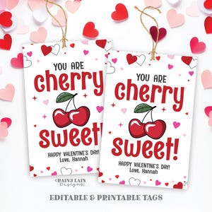 Printable Cherry Valentine, Cherry Sweet Friends Valentine, Classmate Valentine, Classroom, Preschool, Non-Candy, Retro Valentine