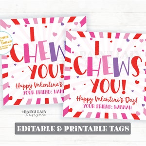 Étiquette de la Saint-Valentin, chewing-gum pour la Saint-Valentin, boule de chewing-gum pour la Saint-Valentin, préscolaire, classe imprimable pour enfants sans bonbons, étiquette de la Saint-Valentin modifiable