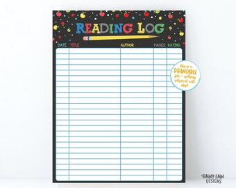 Reading Log Printable Reading Log for Kids, Home school reading activity, Summer reading log, Spring reading log, Kids reading log, Apples