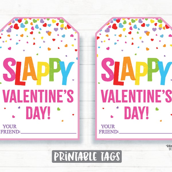 Slappy Valentine's Day, Slap Bracelet Valentine Slap Bracelet Tags, Preschool Classroom Kids Valentines Printable Non-Candy Valentine Tag