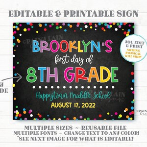 First Day of School Sign Editable Template, Reusable Back to School Sign, First Day of School Sign Custom Photo Board