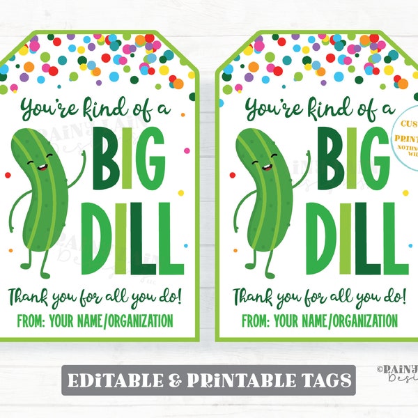 Big Dill Tag Thank you for all you do Pickle Gift We appreciate you Employee Ball Appreciation Company Staff Corporate Teacher PTO School