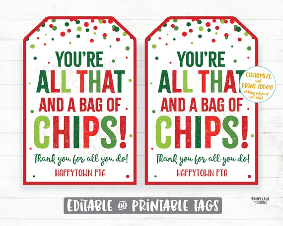 Christmas gift tag with chips