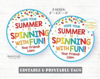 Hope your Summer is Spinning with Fun Tags End of School Year Gift Tags Pinwheel Fidget Preschool Classroom Printable Kids Teacher Favor