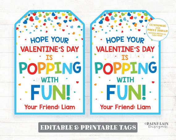 Popping With Fun Tag Pop Fidget Toy Valentine Pop Gift Tag