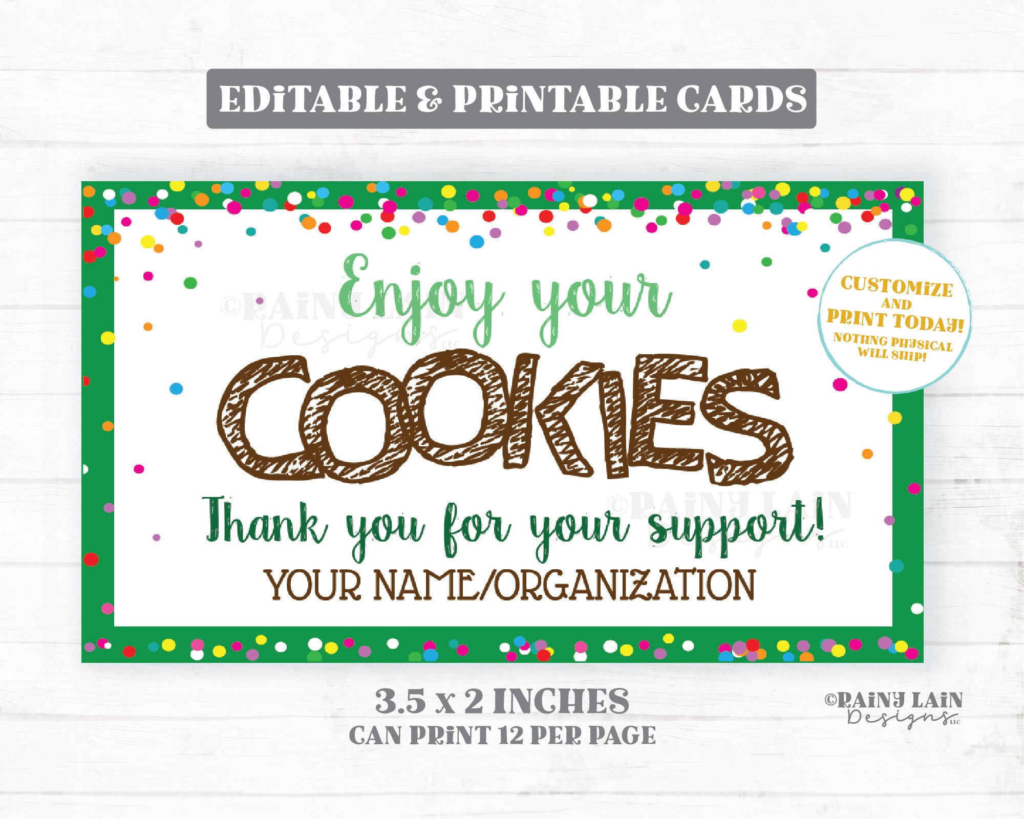 Cookie Thank You Note Editable Cookies Thank You Card Business - Etsy Norway