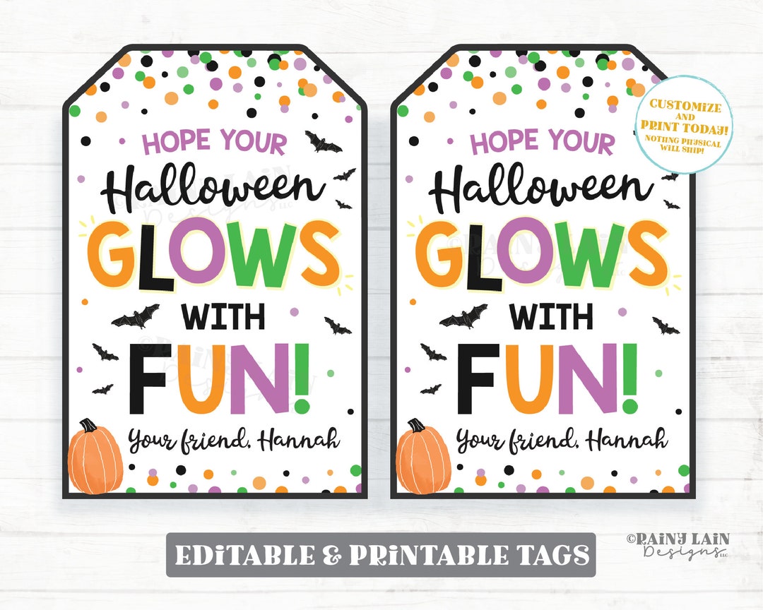 Halloween Glows With Fun Tag Halloween Glow Stick Gift Tag