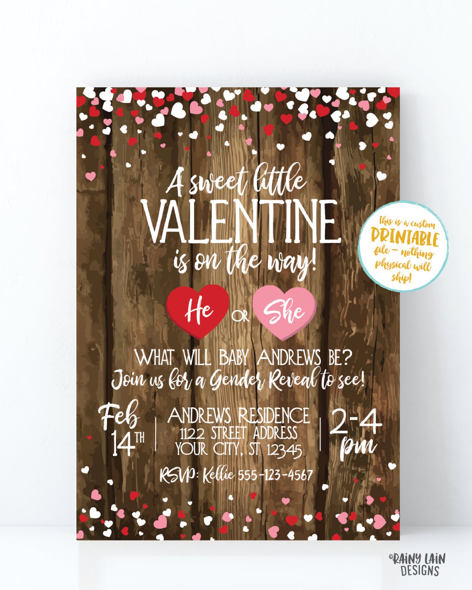 Valentine's Day Gender Reveal Invitation Valentine Gender Etsy