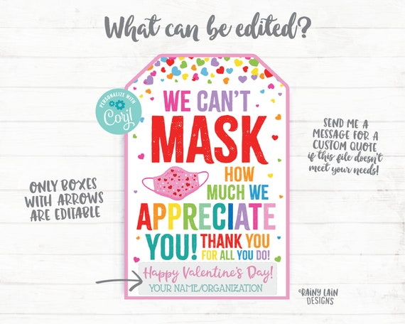 Can T Mask How Much We Appreciate You Face Mask Gift Tag Etsy<script async src=