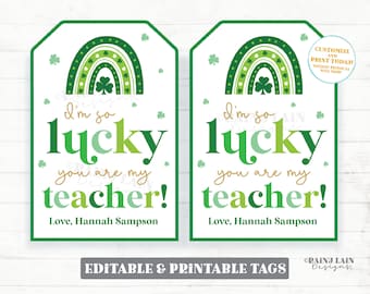Lucky You Are my Teacher Tag Thank You St Patrick's Day Shamrock Gift St Patty's Appreciation Co-Worker Staff Employee School PTO Classroom