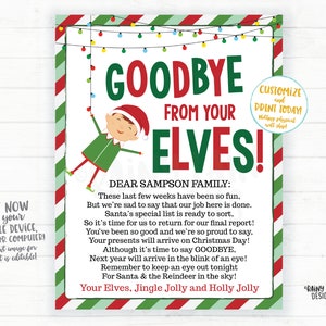Adeus dos seus Elfos, Carta de Adeus aos Elfos, Carta dos Elfos de Natal, Imprimíveis Editáveis dos Elfos, Cartas dos Elfos de Natal, Carta de Saída Adeus Elfos