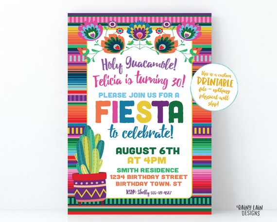 Fiesta Birthday Invitation Printable Fiesta Invite Mexican | Etsy
