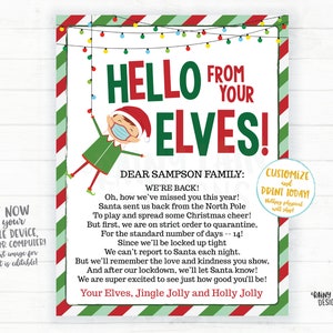 Elves Quarantine Letter Hello From Your Elves Christmas 2020 Hello ...