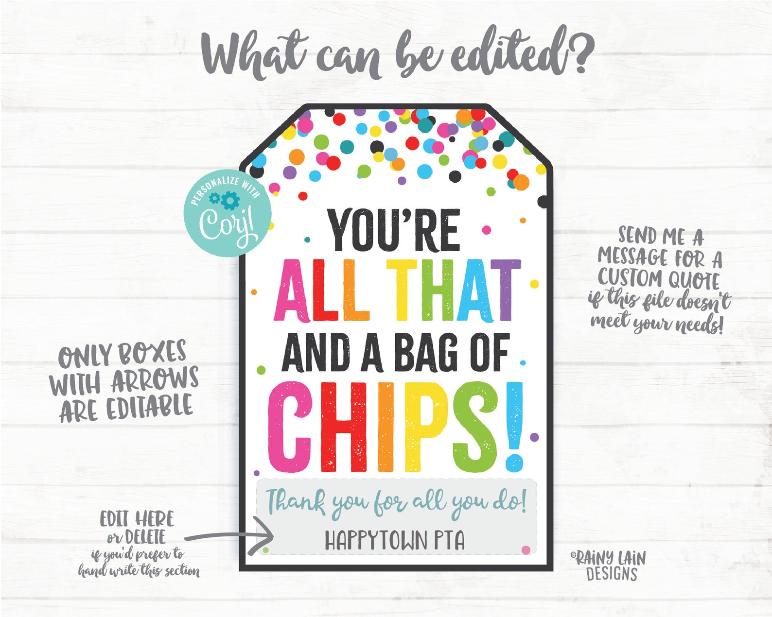 You're All That and a Bag of Chips Gift Tag Employee Etsy