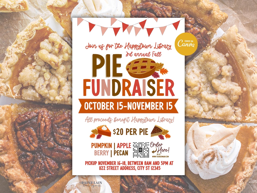 Pie Fundraiser Flyer, Editable Canva Template - Etsy Canada