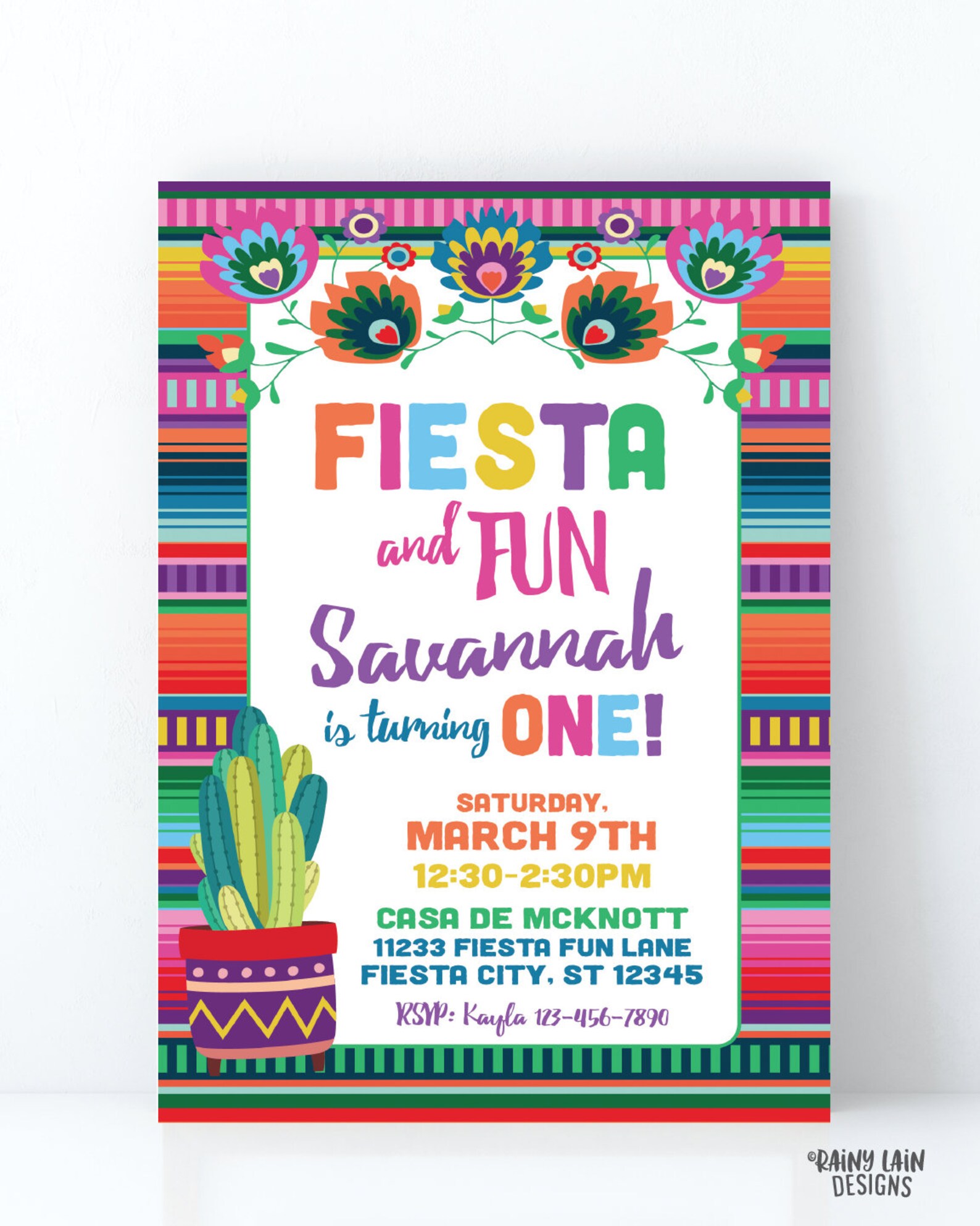 Fiesta and Fun Invitation First Birthday Fiesta Invitation Etsy