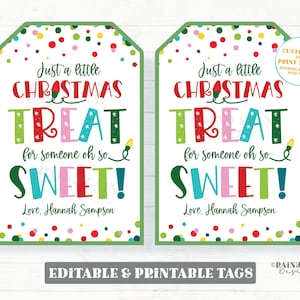 A little Christmas Treat for someone oh so Sweet Tag Holiday Appreciation Gift Tags Employee Company Staff Teacher Favor Thank you Editable