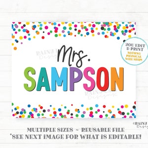 Custom Digital Download Teacher Name Sign, Editable Classroom Sign, Teacher Resources, Welcome To Classroom Door Sign, Teacher Wall Art