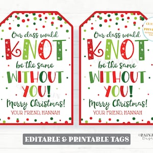 Il nodo di Natale sarà lo stesso senza di te Etichetta Bracciale dell'amicizia Pretzel Elastico per capelli Elastico per aule prescolari Insegnante Collaboratore Regalo per le vacanze