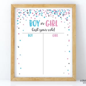 Gender Reveal Voting Poster Printable Gender Reveal Sign Gender Reveal Voting Sign Gender Reveal Poster Confetti, Boy or Girl Cast Your Vote