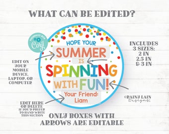 Hope Your Summer is Spinning With Fun Tags End of School Year Gift Tags  Pinwheel Fidget Preschool Classroom Printable Kids Teacher Favor 