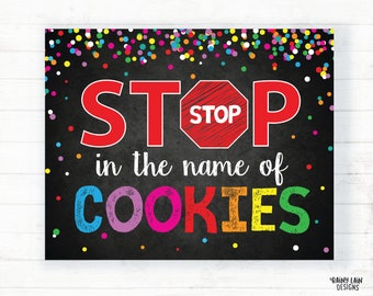 Arrêtez au nom du panneau de cookies, Arrêtez les cookies à vendre imprimables, Arrêtez les cookies vendus ici, Kiosque à cookies imprimable, Panneau de cookies