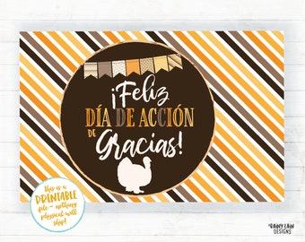 Feliz Día de Acción de Gracias Placemat, Printable Placemats, Spanish Thanksgiving Placemat, Table Decorations, Decor, Printable, Spanish