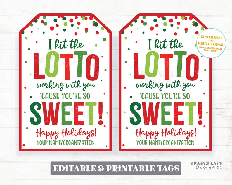 Hit the Lotto Working With You Cause You're so Sweet Tag - Etsy