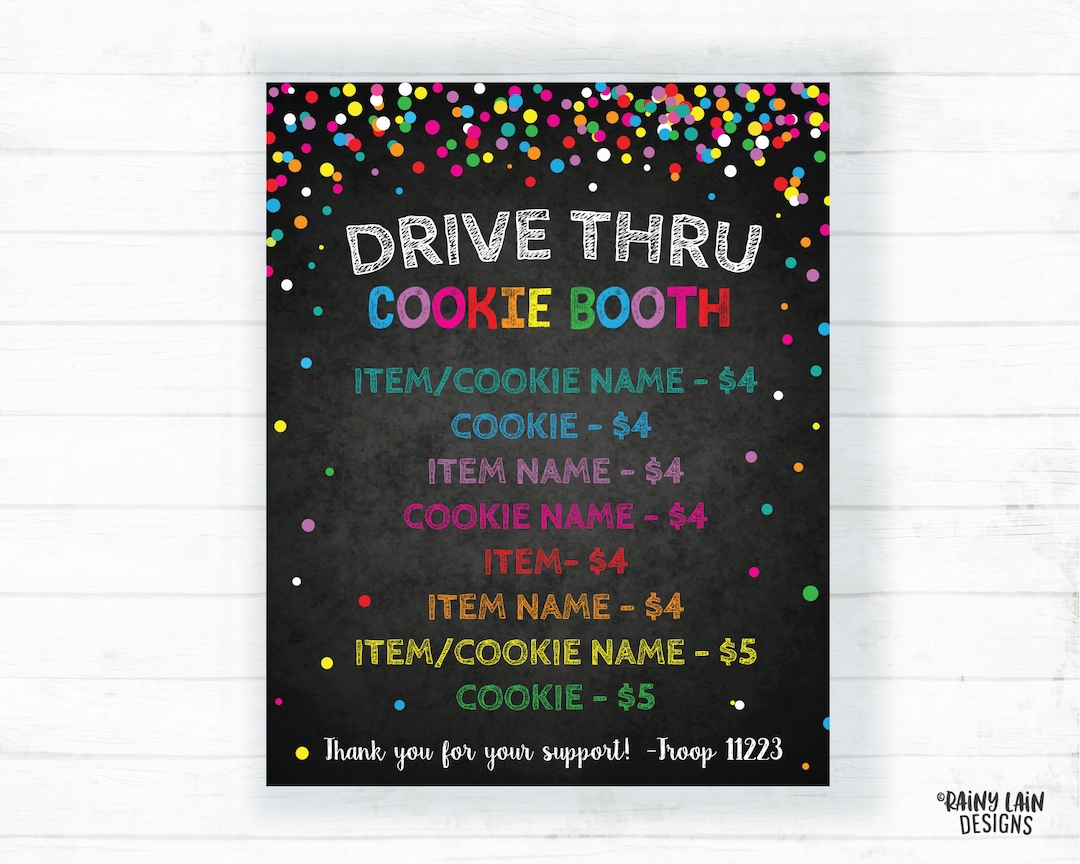 Drive Thru Cookie Booth Printable Cookie Booth Sign Cookie - Etsy