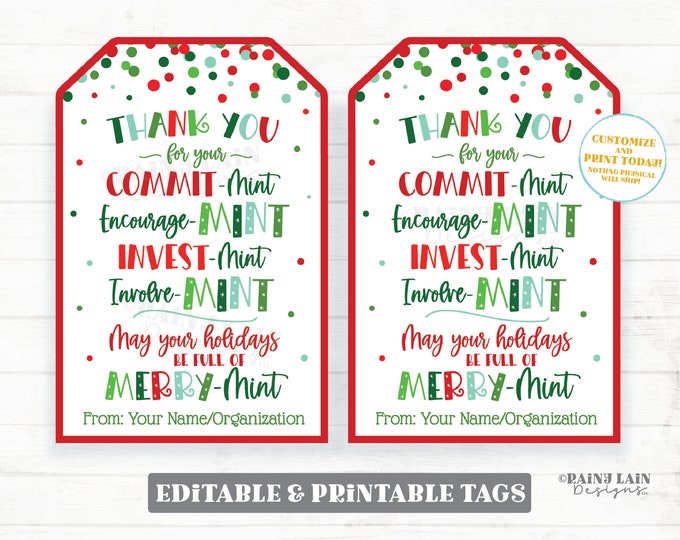 Printable Thank You for Your Involve-mint Encourage-mint Invest-mint ...