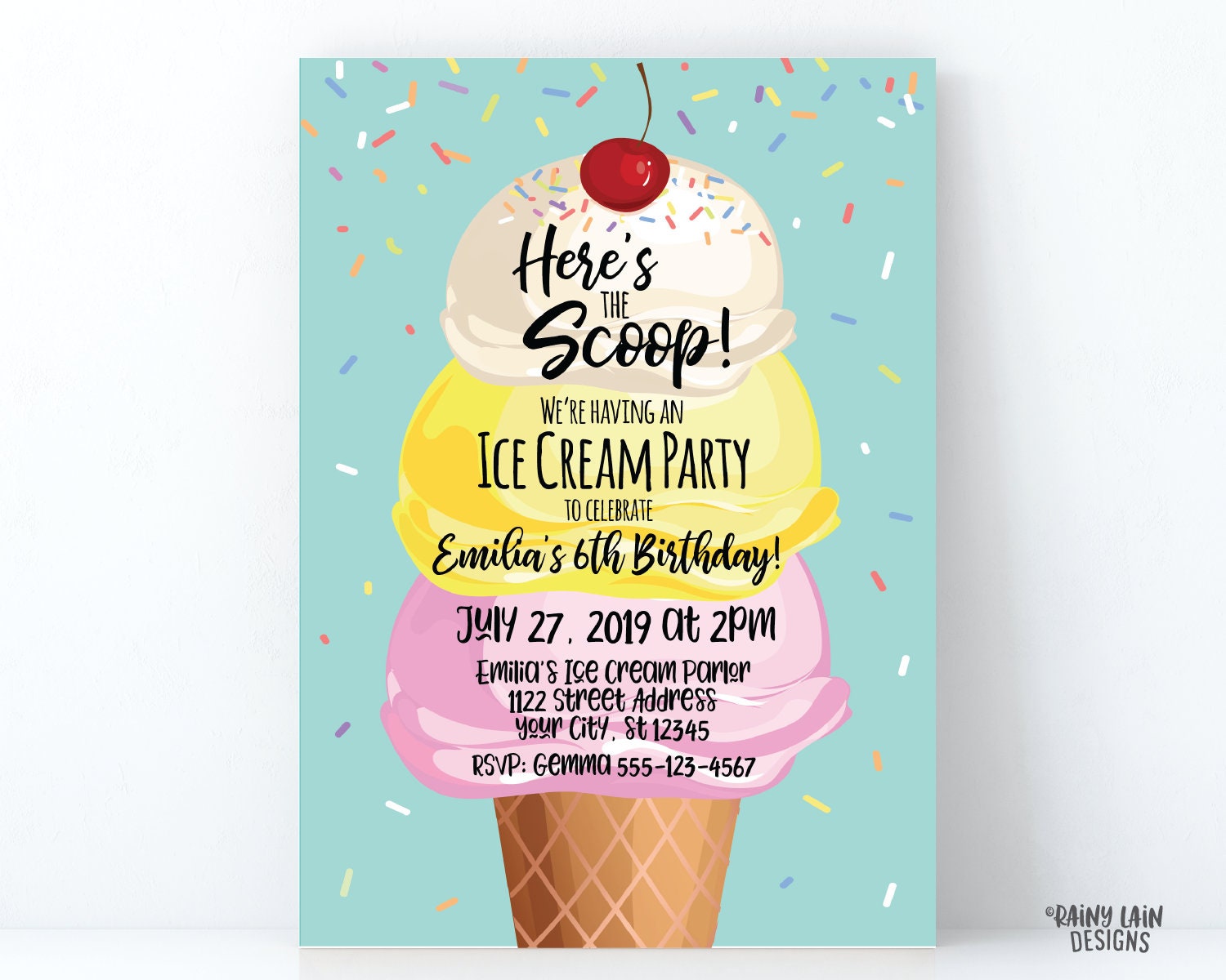 Ice Cream Parlor Invitation Boy Ice Cream Party Invite -  Portugal